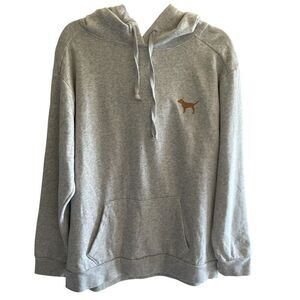 Victoria’s Secret PINK Gray Gold Glitter Dog Hoodie Hooded Sweatshirt Medium